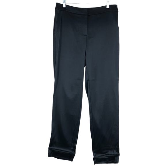 St. John Couture Womens Size 6 Liquid Satin Pants Trousers Ankle Black Silk